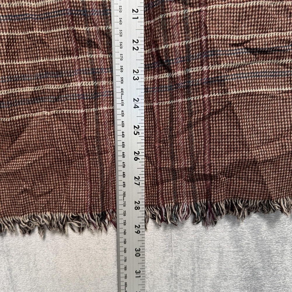 Vintage Panther Skirt Womens 29 Brown Plaid Tweed Fringe Midi Lined Made In USA - Picture 4 of 9